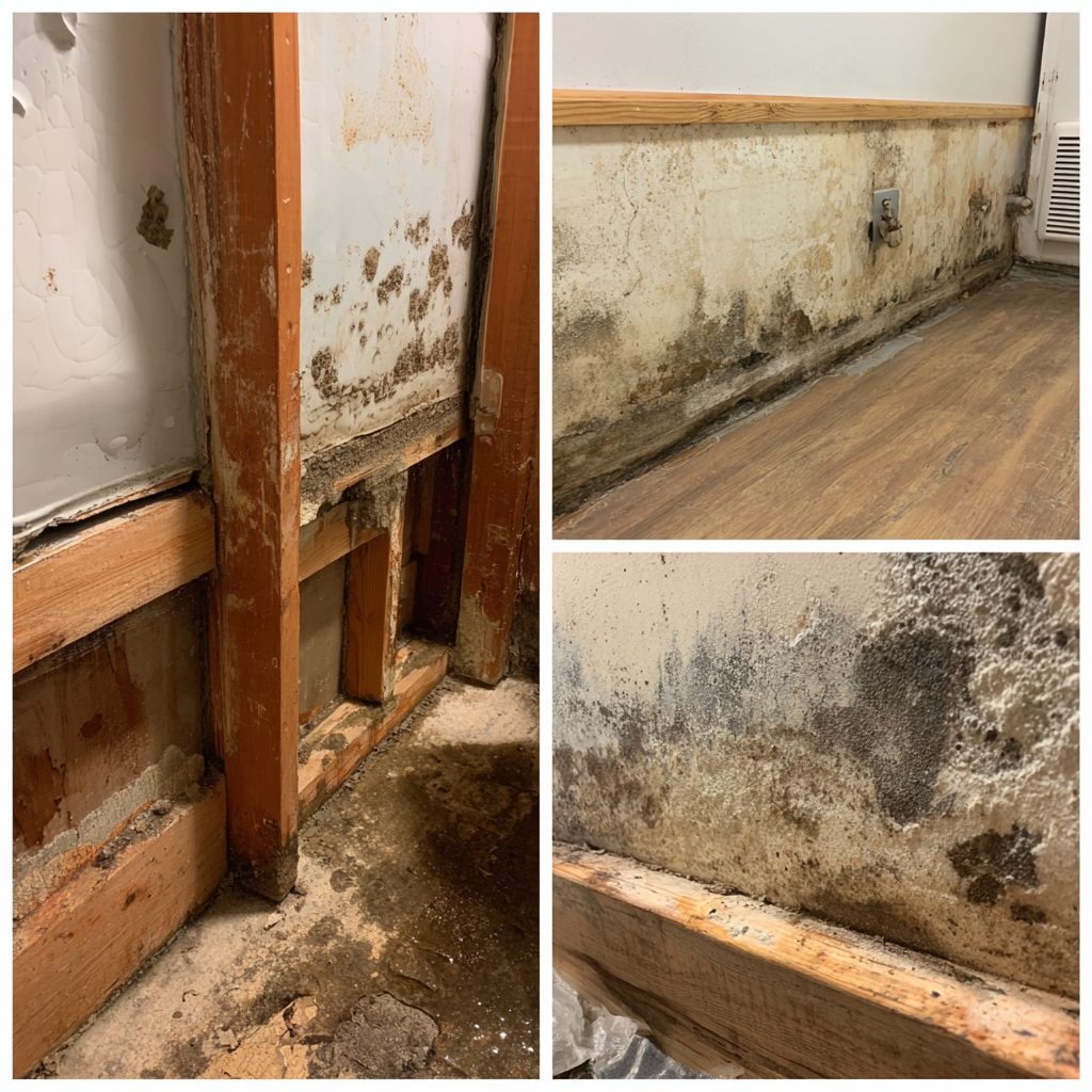 Water damage restoration in progress